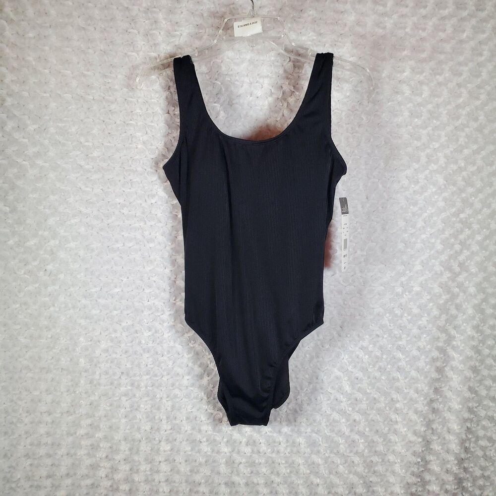 Black Sleeveless One-Piece Bodysuit Swimsuit Size S